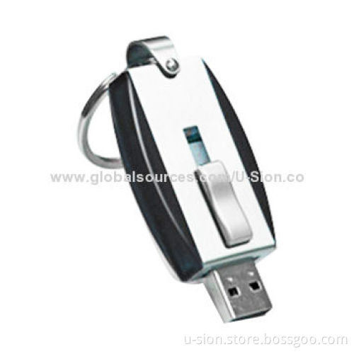 8GB metal push and pull USB flash drive with keychain, OEM logo
